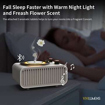 Vivilumens Speakers Bluetooth Wireless, 3 in 1 Protable Speakers with Freesia Scent, Small LED Night Light for Home Office Decor, Gifts for Mom, Girlfriend, Men-White