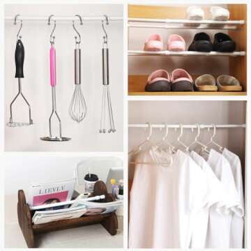 Tension Rod 16 to 28 Inch, Goowin Small Tension Rod, 5/8" Diameter No Drilling Expandable Short Tension Rods Spring Rods, Tension Rods for Closet, Cupboard, Hanging Clothes, 2 Pack, White