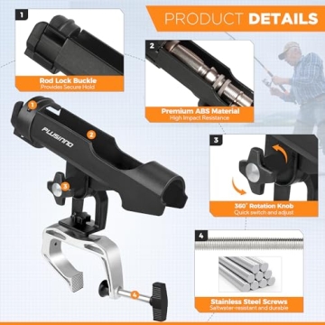 PLUSINNO Adjustable Fishing Rod Holder for Boats 2 Pack