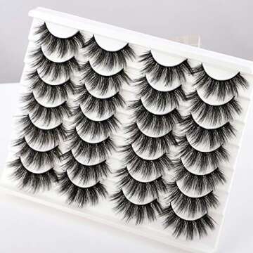 Newcally Lashes False Eyelashes Dramatic 20MM Faux Mink Lashes Pack 14 Pairs Wispy Long Thick Fluffy...