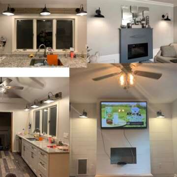 BRIGHTESS Bathroom Light Fixtures,Black Vanity Light, Decor Gooseneck Barn Light,E26 Farmhouse Wall Lamps Sconces Kitchen Bedroom Hardwired (2 Packs)