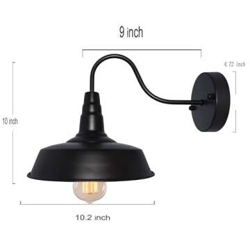 BRIGHTESS Bathroom Light Fixtures,Black Vanity Light, Decor Gooseneck Barn Light,E26 Farmhouse Wall Lamps Sconces Kitchen Bedroom Hardwired (2 Packs)