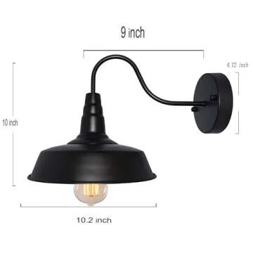 BRIGHTESS Bathroom Light Fixtures,Black Vanity Light, Decor Gooseneck Barn Light,E26 Farmhouse Wall Lamps Sconces Kitchen Bedroom Hardwired (2 Packs)