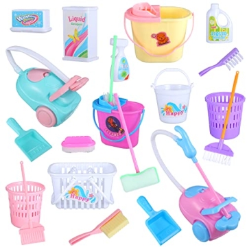 22 Pieces Miniature Bucket Doll Housework Cleaning Supplies Mini Dollhouse Accessories Mop Dustpan, ...