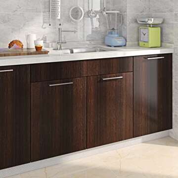 FunStick 36"x200" Thick Brown Walnut Wood Contact Paper Peel and Stick Kitchen Cabinet Wallpaper Pee...