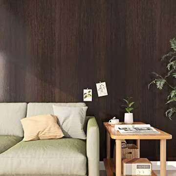 FunStick 36"x200" Thick Brown Walnut Wood Contact Paper Peel and Stick Kitchen Cabinet Wallpaper Peel and Stick Waterproof Wood Wallpaper Removable Vinyl Wood Grain Contact Paper for Countertops Shelf