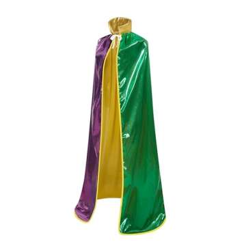 Regenboog Adult Mardi Gras Cape with Collar,Full Length 59inch Mardi Gras Cloak for Women and Men,At...