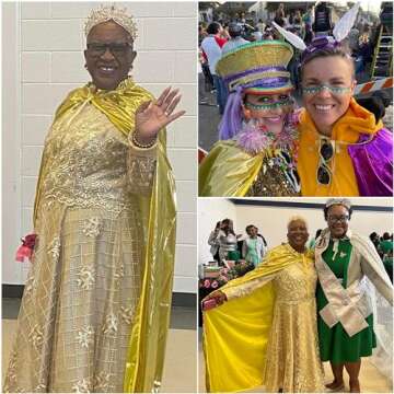 Regenboog Adult Mardi Gras Cape with Collar,Full Length 59inch Mardi Gras Cloak for Women and Men,Attractive Flowing Cloak with Mardi Gras Colors,Halloween Christmas Costume Accessories