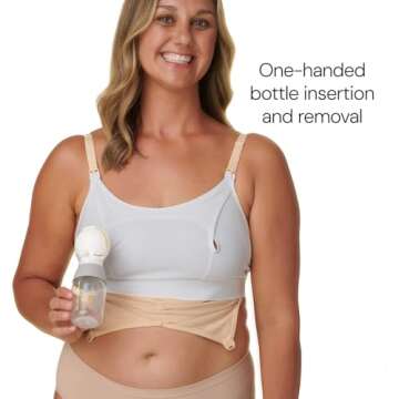 Bravado! Basics Hands Free Pumping Bra, Comfortable, Clip and Go Pumping, Nursing Bra Accessory, White M/L