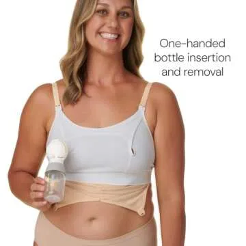 Bravado! Basics Hands Free Pumping Bra, Comfortable, Clip and Go Pumping, Nursing Bra Accessory, White M/L
