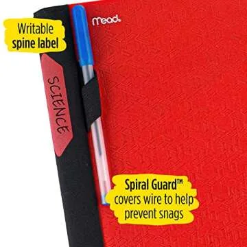 Five Star Spiral Notebook + Study App, 5 Subject, College Ruled Paper, Advance Notebook with Spiral Guard, Movable Tabbed Dividers and Expanding Pockets, 8-1/2" x 11", 200 Sheets, Red (73146)