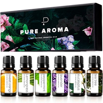 Essential Oils Set Pure Aroma - Top 6 Aromatherapy Oils Gift Set for Diffusers, Home Care, Candel Ma...