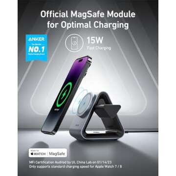 Anker MagSafe Charger Stand, 737 MagGo Charger, 3-in-1 Charging Stand with MFi-Certified 15W Max Fas...