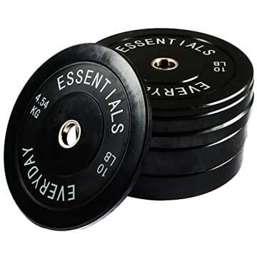 BalanceFrom Olympic Bumper Plate Color Coded Weight Set Including 7FT Olympic Barbell and Collar Clamps, Ships in Multiple Packages