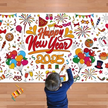 OHOME Happy New Year Giant Coloring Poster/Tablecloth - Creative Celebrations Await!