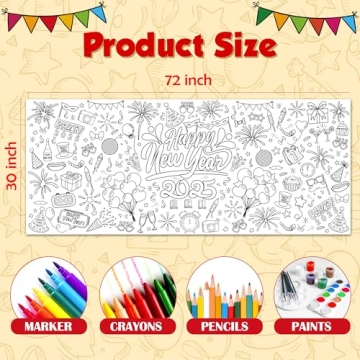 OHOME Happy New Year Giant Coloring Poster/Tablecloth - Creative Celebrations Await!