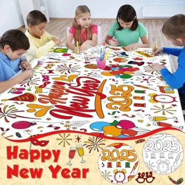 OHOME Happy New Year Giant Coloring Poster/Tablecloth - Creative Celebrations Await!