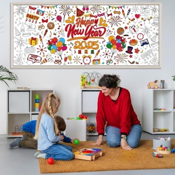 OHOME Happy New Year Giant Coloring Poster/Tablecloth - Creative Celebrations Await!
