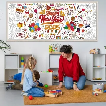 OHOME Happy New Year Giant Coloring Poster/Tablecloth - Creative Celebrations Await!