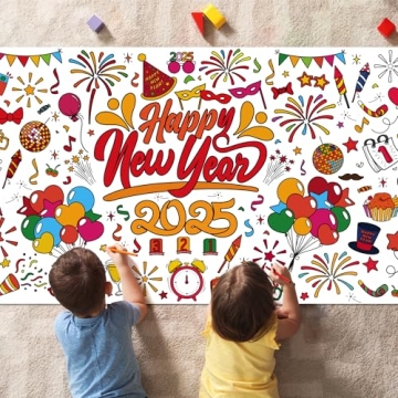 OHOME Happy New Year Giant Coloring Poster/Tablecloth - Creative Celebrations Await!