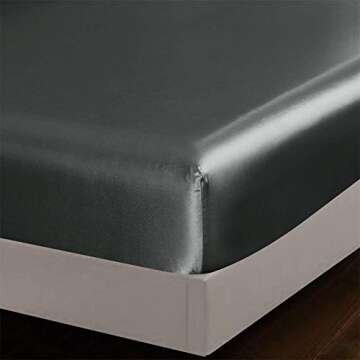 AiMay 6 Piece Satin Bedding Sheet Set King Grey Deep Pocket 1800 Series Luxury Rich Silk Silky Super Soft Solid Color 4 Pillowcases Reversible Sexy Honeymoon Wrinkle Free (King,Grey)