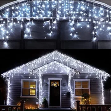 LED Christmas Lights Outdoor Christmas Decorations Hanging Lights 400LED 8 Modes 75 Drops, Waterproo...
