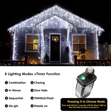 Kifly Tooin LED Christmas Lights - 400 LEDs, 8 Modes, Indoor/Outdoor