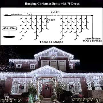 Kifly Tooin LED Christmas Lights - 400 LEDs, 8 Modes, Indoor/Outdoor