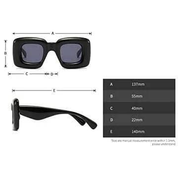 laureles Fashion Square Y2k Sunglasses for Women Yellow Blue Gradient Sun Glasses Men Punk Hip Hop Shades UV400 (2PCSGreen+C2Pink)