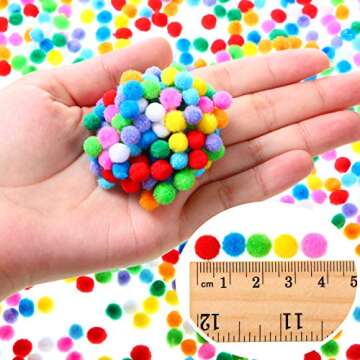 Shappy 2000 Pieces 0.8 cm Pom Poms for Craft Making Mini Tiny Small Christmas Pompom Balls Assorted ...