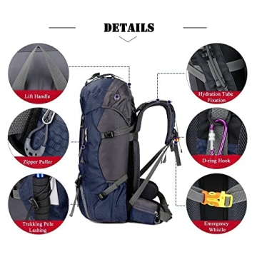 Bseash 60L Waterproof Hiking Backpack for Adventures