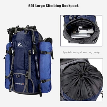 Bseash 60L Waterproof Hiking Backpack for Adventures