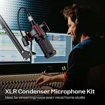 Condenser Microphone XLR,Professional Studio Recording Microphone for Computer PC,Cardioid Podcast M...
