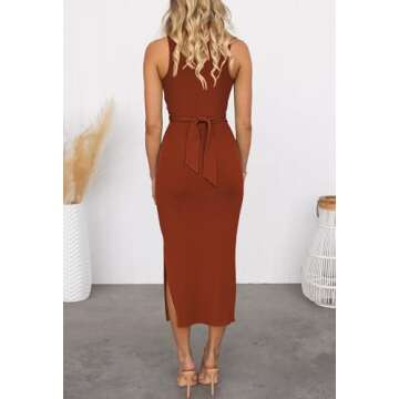 Stylish HUUSA Women's Cut Out Midi Tank Dress