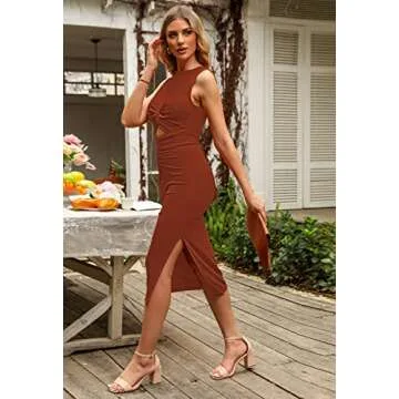 Stylish HUUSA Women's Cut Out Midi Tank Dress