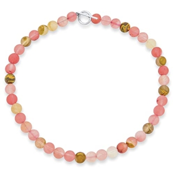 Multi Color Simple Mixed Taupe Jasper and Pink Rose Quartz Matte Round 10MM Bead Strand Collarbone N...