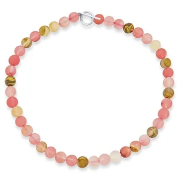 Multi Color Simple Mixed Taupe Jasper and Pink Rose Quartz Matte Round 10MM Bead Strand Collarbone N...