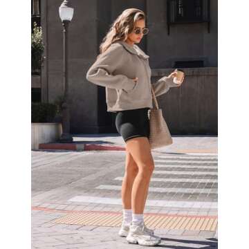 AUTOMET Womens Zip Up Hoodies Fleece Jackets Oversized Sweatshirts Fall Fashion Outfits 2025 Sweaters Winter Clothes CoffeeGrey S