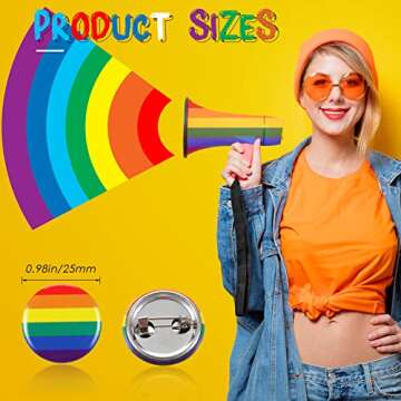 Yinkin 50 Pcs Pride Button Rainbow Pinback Buttons - Celebrate Diversity & Love
