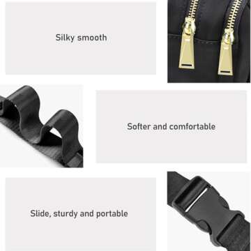 ZORFIN Fanny Packs for Women Men, Belt Bag with 5 Zipper Pockets, Fashion Waist Pack Crossbody Bag with Adjustable Belt for Travel/Shopping/Hiking/Running/Cycling (Black)