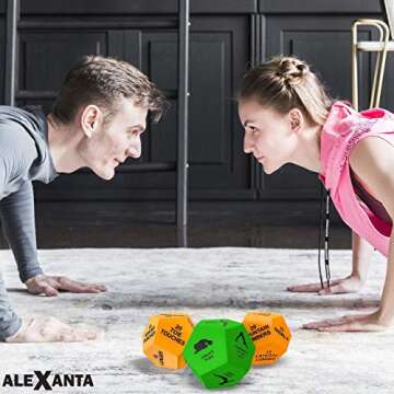Alexanta Exercise Dice - Workout Gear for Home Gym, Fitness Gifts, Workout Dice for Exercise, Exercise Dice for Home Workouts, PE Equipment, HIIT Workout, Fitness Dice with Mesh Bag & Illustrations