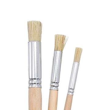 SOUJOY 30 Pieces Wooden Stencil Brushes, Natural Bristle Brushes, Wooden Handle Painting Brushes for for Wood Wall Model House Painting, DIY and Acrylic Oil Watercolor Painting