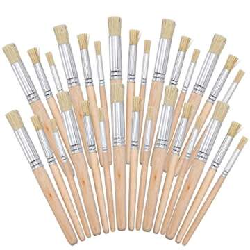 SOUJOY 30 Pieces Wooden Stencil Brushes, Natural Bristle Brushes, Wooden Handle Painting Brushes for for Wood Wall Model House Painting, DIY and Acrylic Oil Watercolor Painting