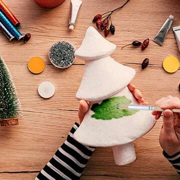 SOUJOY 30 Pieces Wooden Stencil Brushes, Natural Bristle Brushes, Wooden Handle Painting Brushes for for Wood Wall Model House Painting, DIY and Acrylic Oil Watercolor Painting