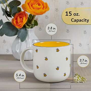 Christian Art Gifts Yellow Bumble Bee Ceramic Coffee Mug – 15 oz. Microwave & Dishwasher-safe Insp...