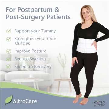 AltroCare Postpartum & Post Surgery Abdominal Binder. Support Recovery after C-Section, Natural Birt...