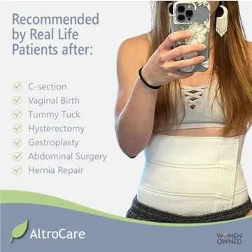 AltroCare Postpartum & Post Surgery Abdominal Binder. Support Recovery after C-Section, Natural Birth, Hysterectomy, Hernia. 3 Panel design, Size S/M (30" to 45").