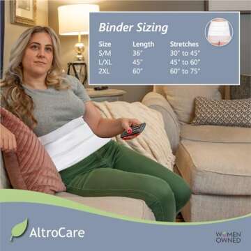 AltroCare Postpartum & Post Surgery Abdominal Binder. Support Recovery after C-Section, Natural Birth, Hysterectomy, Hernia. 3 Panel design, Size S/M (30" to 45").