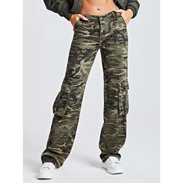 Stylish WDIRARA Women's Cargo Jeans - Camo Print & Comfort