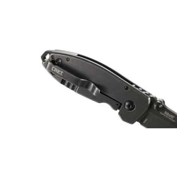 CRKT Squid Folding Pocket Knife: Compact EDC Straight Edge Utility Knife with Stainless Steel Blade and Framelock Handle - Black Stonewash 2490KS